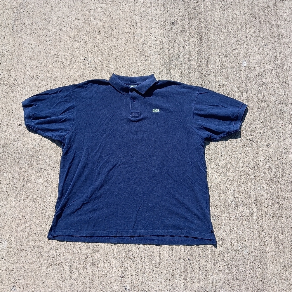 Lacoste Mens Polo Shirt Size 10 Navy Blue Classic Croc Logo Short Sleeve